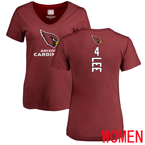 Arizona Cardinals Maroon Women Andy Lee Backer NFL Football #4 T Shirt